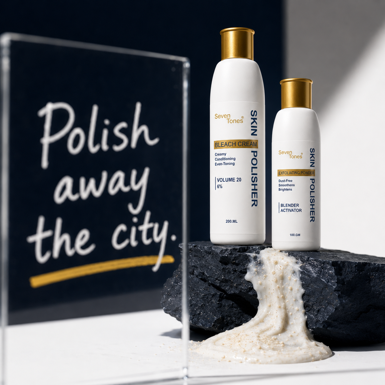 Skin Polisher Exfoliating Kit (Bleach Cream + Activator) Seven Tones