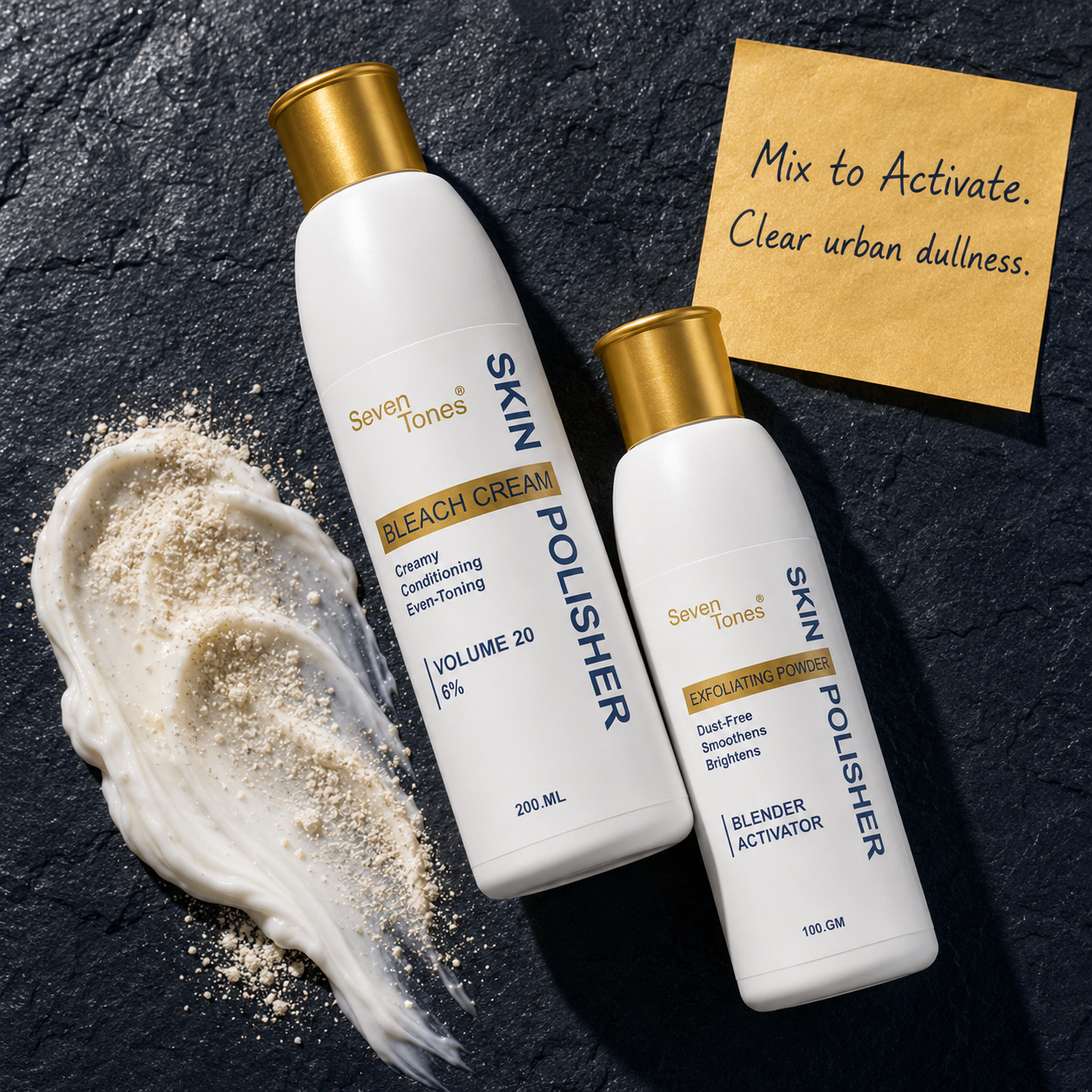 Skin Polisher Exfoliating Kit (Bleach Cream + Activator) Seven Tones